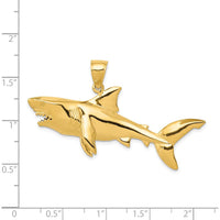 14K Yellow Gold 3D Shark Pendant - Bold Polished Design by Oro Pregiato
