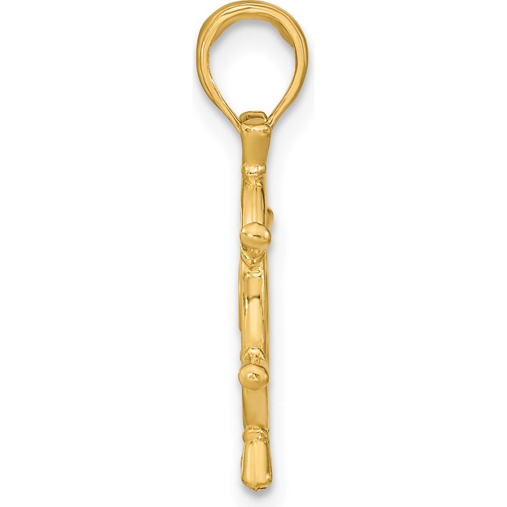 14K Yellow Gold 3D Ship’s Wheel Pendant with Polished Finish by Oro Pregiato