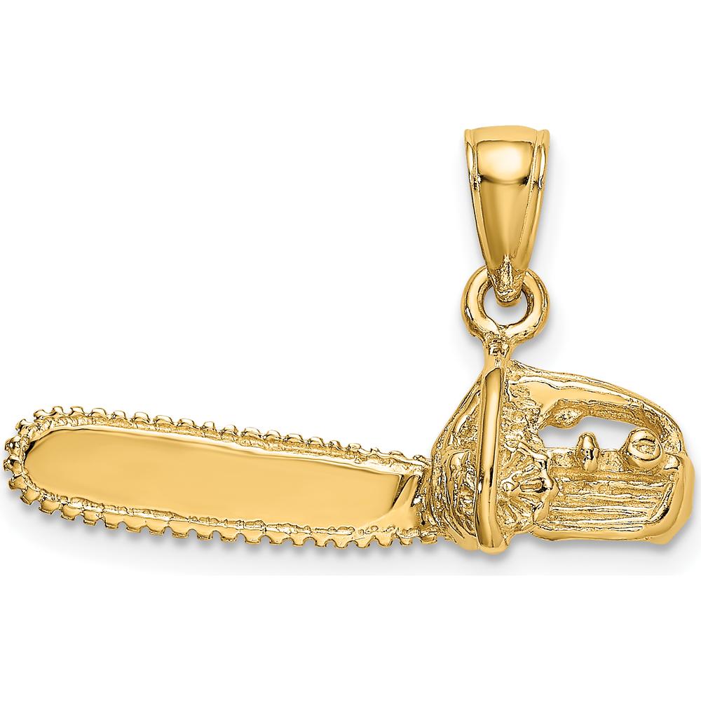 14K Yellow Gold 3D Small Chainsaw Pendant with Textured Finish by Oro Pregiato