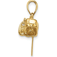 14K Yellow Gold 3D Small Chainsaw Pendant with Textured Finish by Oro Pregiato