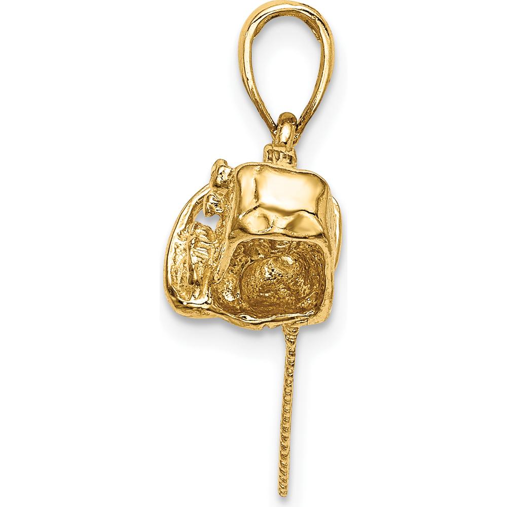 14K Yellow Gold 3D Small Chainsaw Pendant with Textured Finish by Oro Pregiato