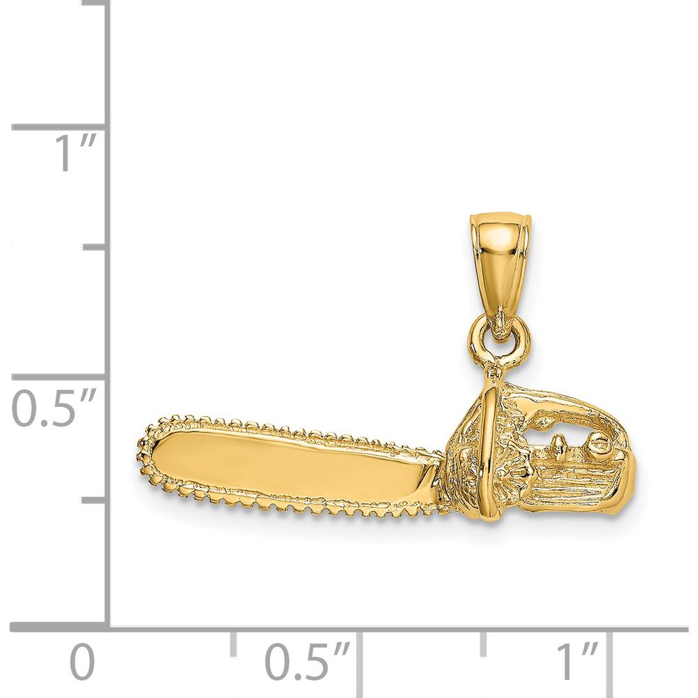 14K Yellow Gold 3D Small Chainsaw Pendant with Textured Finish by Oro Pregiato