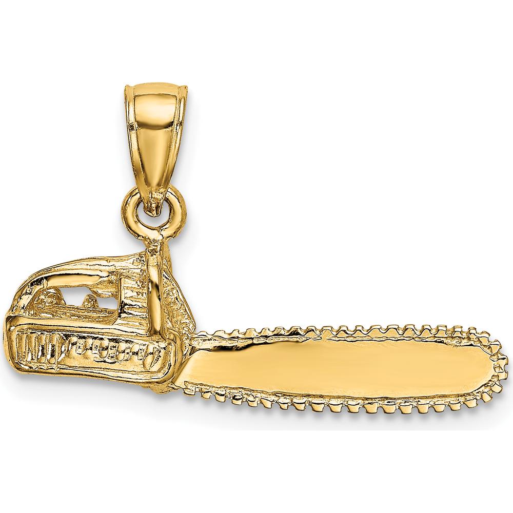 14K Yellow Gold 3D Small Chainsaw Pendant with Textured Finish by Oro Pregiato