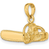 14K Yellow Gold 3D Small Chainsaw Pendant with Textured Finish by Oro Pregiato
