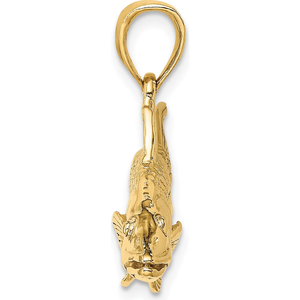 14K Yellow Gold 3D Snook Fish Pendant with Polished and Textured Detailing by Oro Pregiato