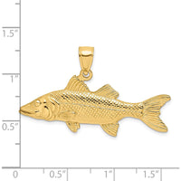 14K Yellow Gold 3D Snook Fish Pendant with Polished and Textured Detailing by Oro Pregiato