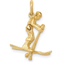 14K Yellow Gold 3D Snow Skier Charm with Moveable Legs