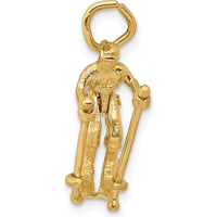 14K Yellow Gold 3D Snow Skier Charm with Moveable Legs