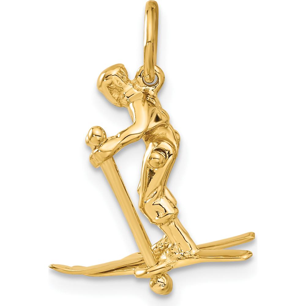 14K Yellow Gold 3D Snow Skier Charm with Moveable Legs