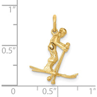 14K Yellow Gold 3D Snow Skier Charm with Moveable Legs