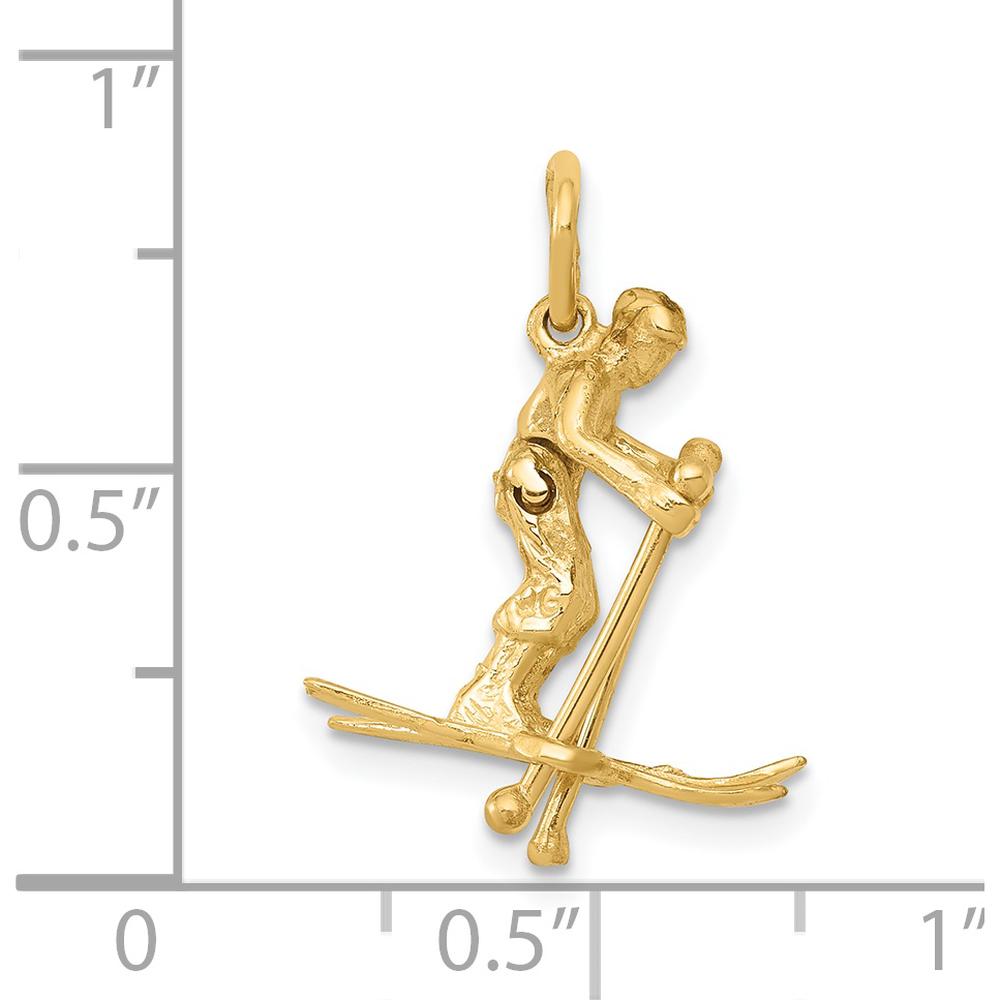 14K Yellow Gold 3D Snow Skier Charm with Moveable Legs