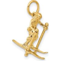14K Yellow Gold 3D Snow Skier Charm with Moveable Legs