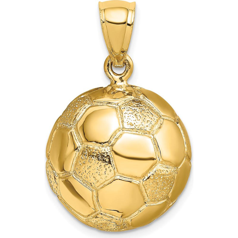 14K Yellow Gold 3D Soccer Ball Pendant with Textured Finish by Oro Pregiato