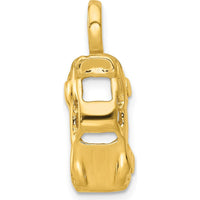 14K Yellow Gold 3D Sports Car Charm - Polished Finish
