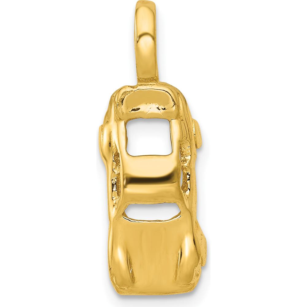 14K Yellow Gold 3D Sports Car Charm - Polished Finish