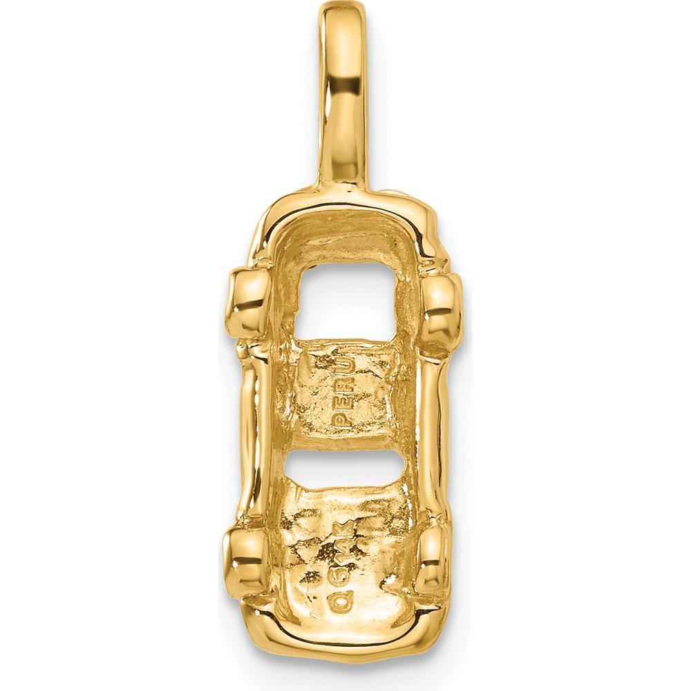 14K Yellow Gold 3D Sports Car Charm - Polished Finish