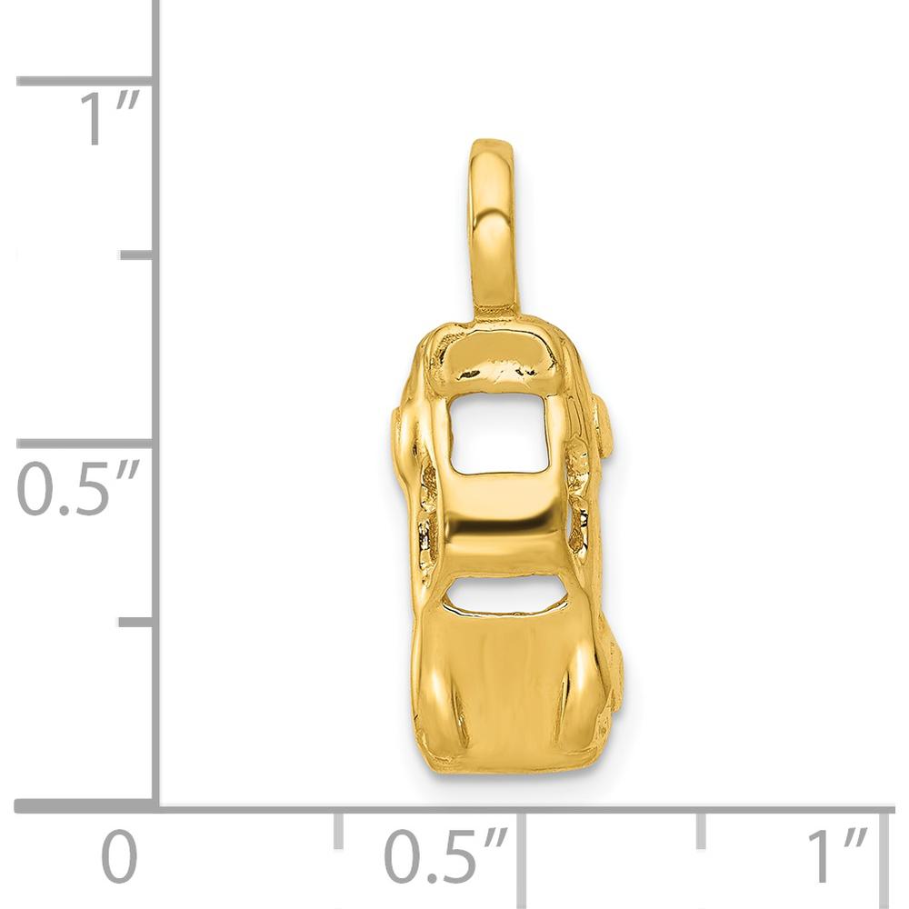 14K Yellow Gold 3D Sports Car Charm - Polished Finish