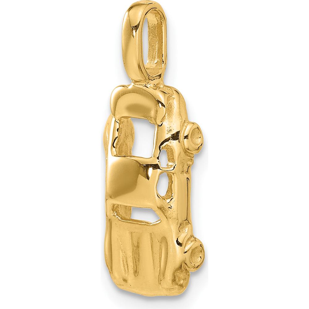 14K Yellow Gold 3D Sports Car Charm - Polished Finish