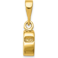 14K Yellow Gold 3D Sports Whistle Pendant with Textured Design