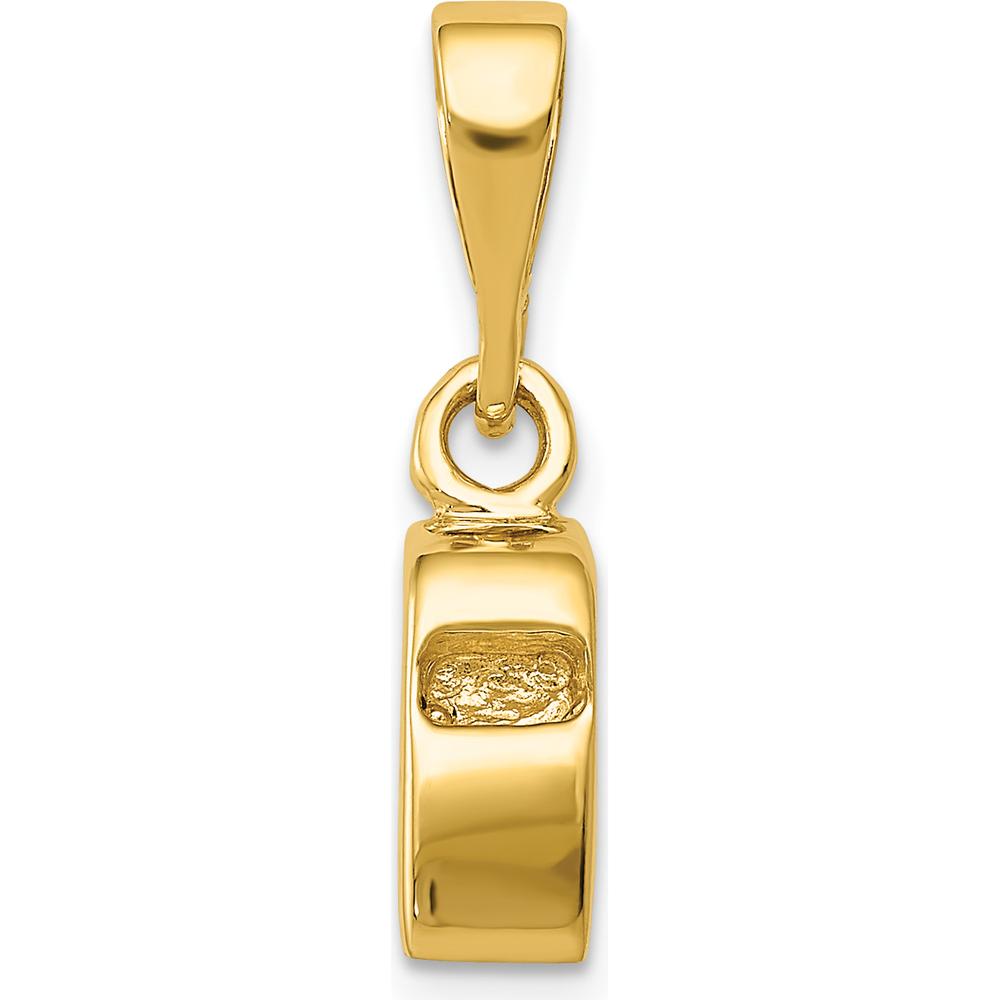 14K Yellow Gold 3D Sports Whistle Pendant with Textured Design