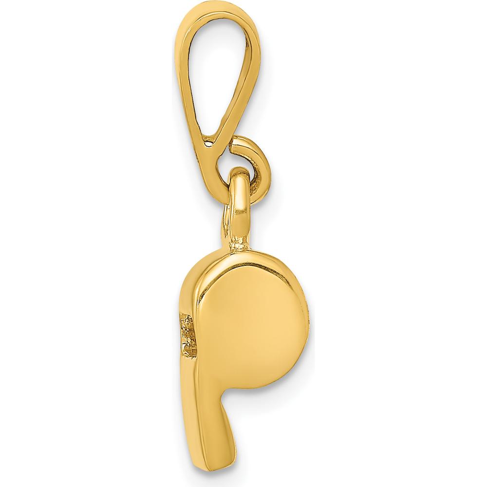 14K Yellow Gold 3D Sports Whistle Pendant with Textured Design