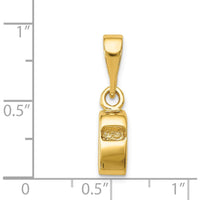14K Yellow Gold 3D Sports Whistle Pendant with Textured Design