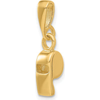 14K Yellow Gold 3D Sports Whistle Pendant with Textured Design