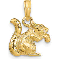 14K Yellow Gold 3D Squirrel with Nut Charm - Playful Nature-Inspired Pendant by Oro Pregiato