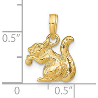14K Yellow Gold 3D Squirrel with Nut Charm - Playful Nature-Inspired Pendant by Oro Pregiato
