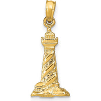 14K Yellow Gold 3D St. Augustine Lighthouse Pendant - Textured Design by Oro Pregiato