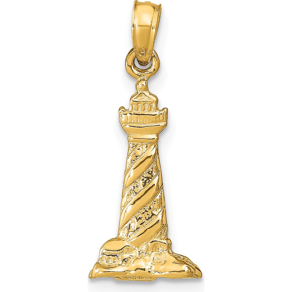 14K Yellow Gold 3D St. Augustine Lighthouse Pendant - Textured Design by Oro Pregiato