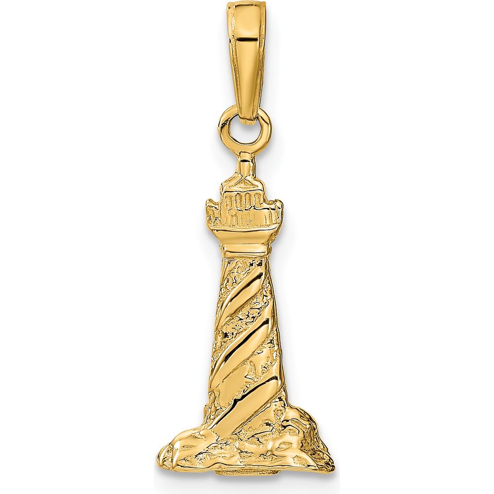 14K Yellow Gold 3D St. Augustine Lighthouse Pendant - Textured Design by Oro Pregiato