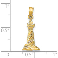 14K Yellow Gold 3D St. Augustine Lighthouse Pendant - Textured Design by Oro Pregiato