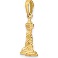 14K Yellow Gold 3D St. Augustine Lighthouse Pendant - Textured Design by Oro Pregiato