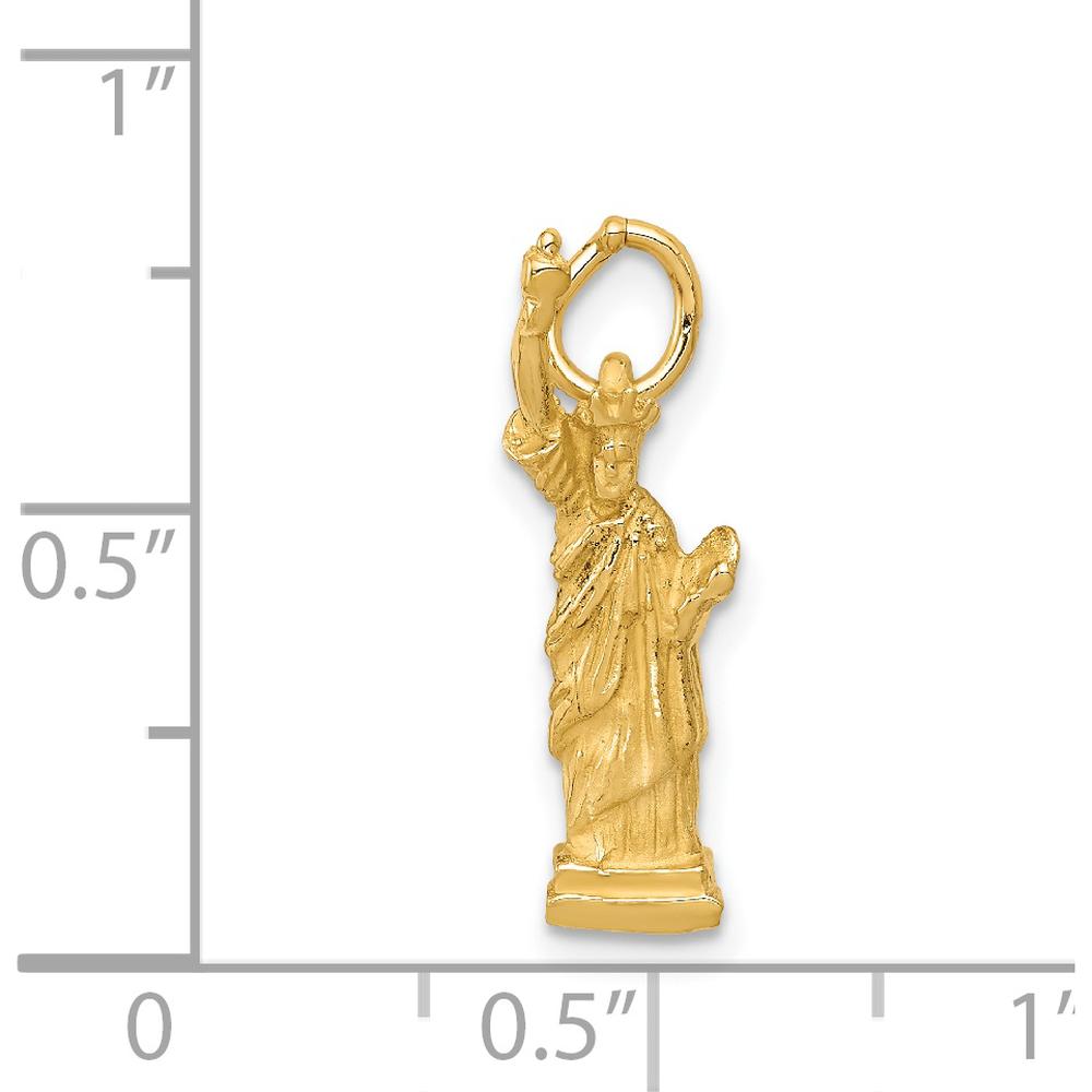 14K Yellow Gold 3D Statue of Liberty Charm - 21mm Height