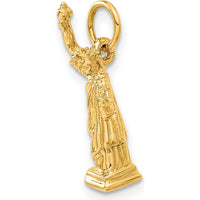 14K Yellow Gold 3D Statue of Liberty Charm - 21mm Height
