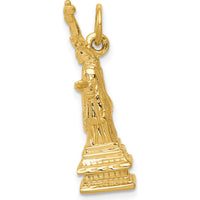 14K Yellow Gold 3D Statue of Liberty Charm - 26mm Length