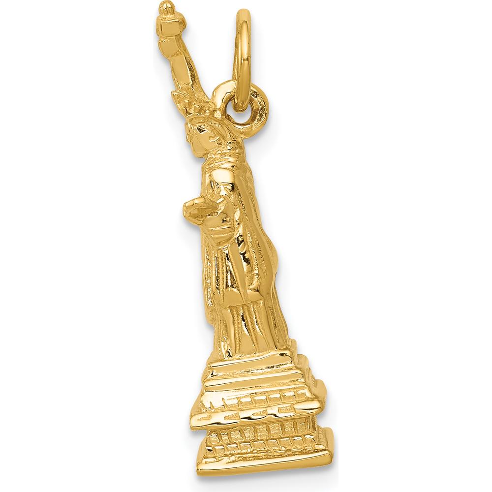 14K Yellow Gold 3D Statue of Liberty Charm - 26mm Length