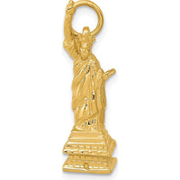 14K Yellow Gold 3D Statue of Liberty Charm - 26mm Length