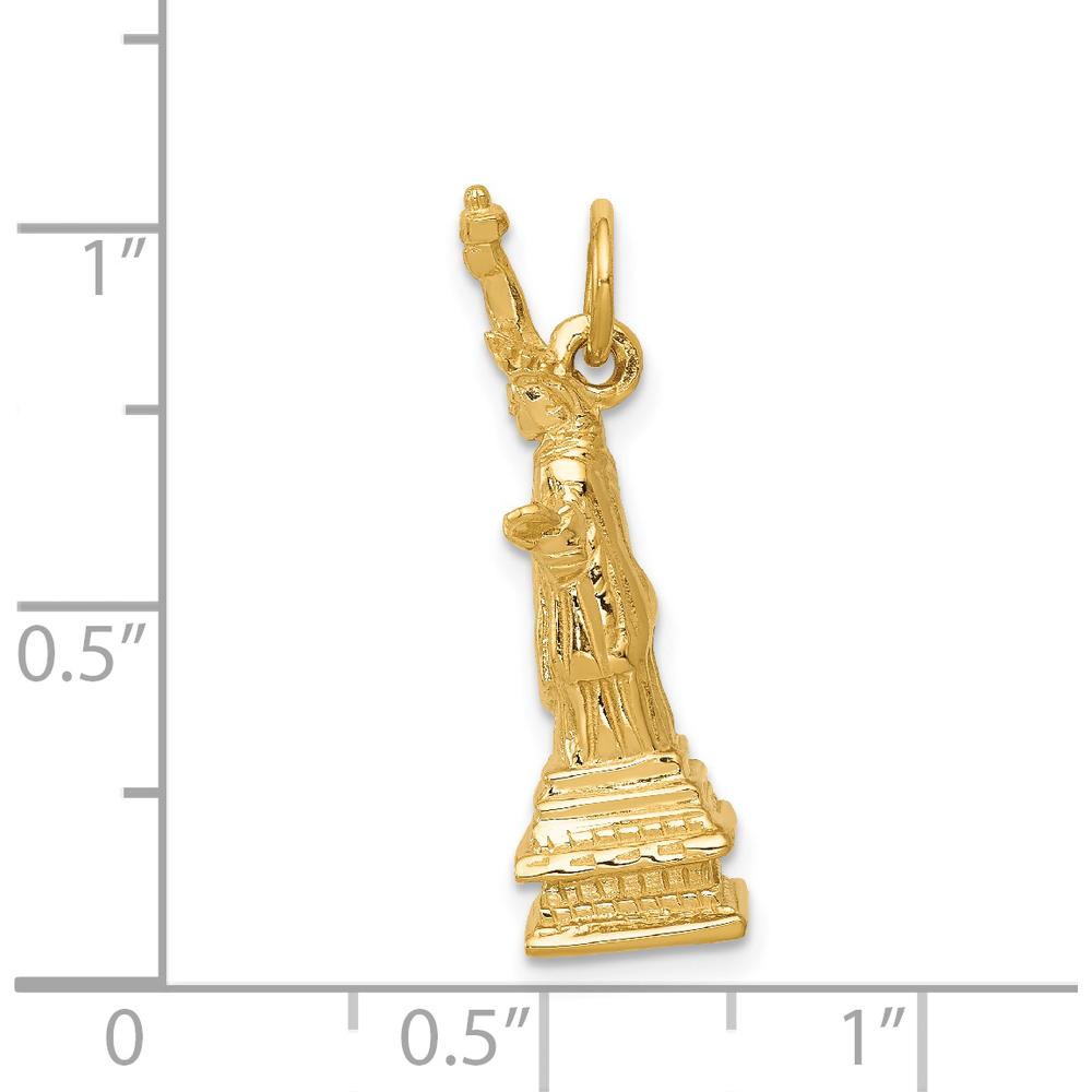 14K Yellow Gold 3D Statue of Liberty Charm - 26mm Length