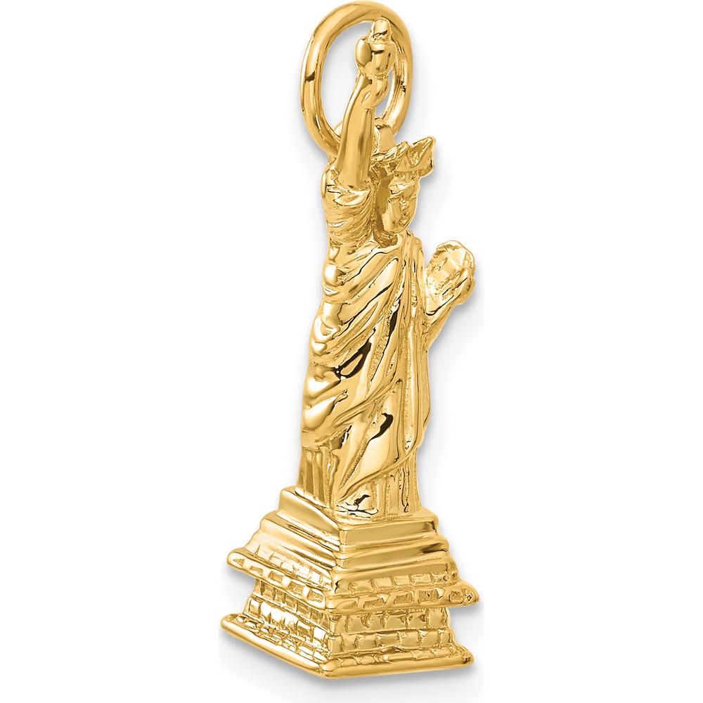 14K Yellow Gold 3D Statue of Liberty Charm - 26mm Length