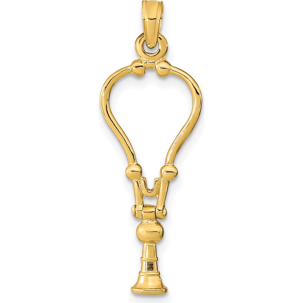 14K Yellow Gold 3D Stethoscope Pendant - Polished Finish by Oro Pregiato