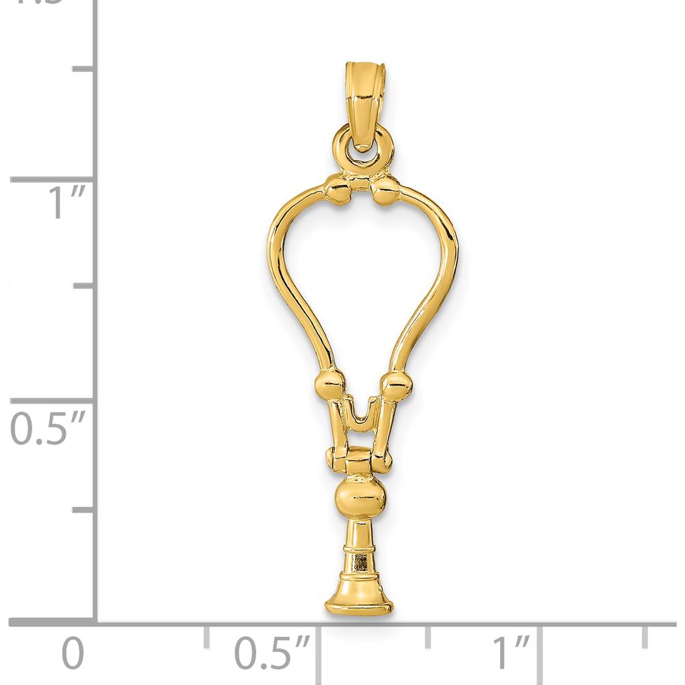 14K Yellow Gold 3D Stethoscope Pendant - Polished Finish by Oro Pregiato