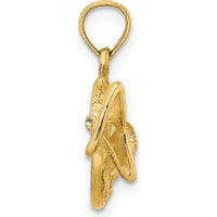 14K Yellow Gold 3D Sunhat and Sunglasses Charm - Playful Summer Pendant by Oro Pregiato