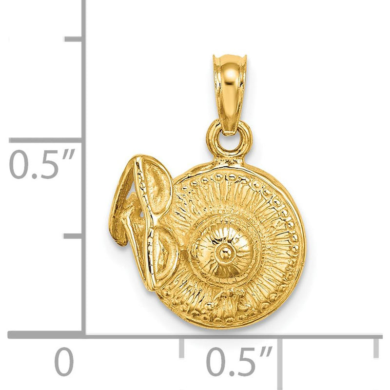 14K Yellow Gold 3D Sunhat and Sunglasses Charm - Playful Summer Pendant by Oro Pregiato