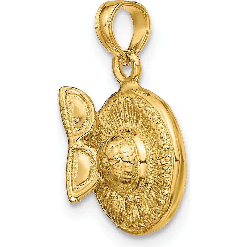 14K Yellow Gold 3D Sunhat and Sunglasses Charm - Playful Summer Pendant by Oro Pregiato