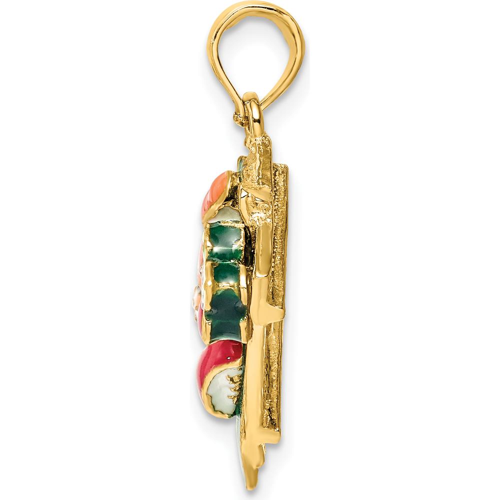 14K Yellow Gold 3D Sushi Plate Pendant Charm with Multi-color Enamel Accents by Oro Pregiato