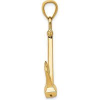 14K Yellow Gold 3D T-Bar Anchor Pendant - 36mm Length by Oro Pregiato