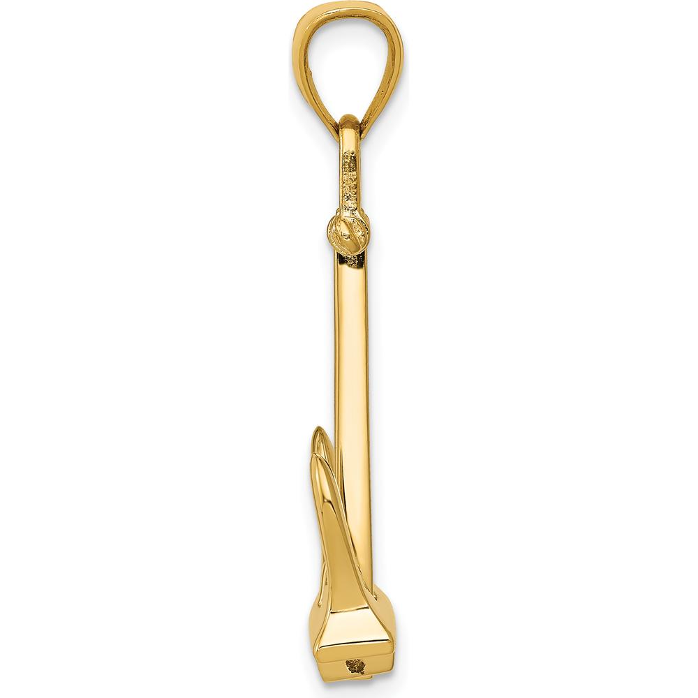14K Yellow Gold 3D T-Bar Anchor Pendant - 36mm Length by Oro Pregiato
