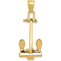 14K Yellow Gold 3D T-Bar Anchor Pendant - 36mm Length by Oro Pregiato